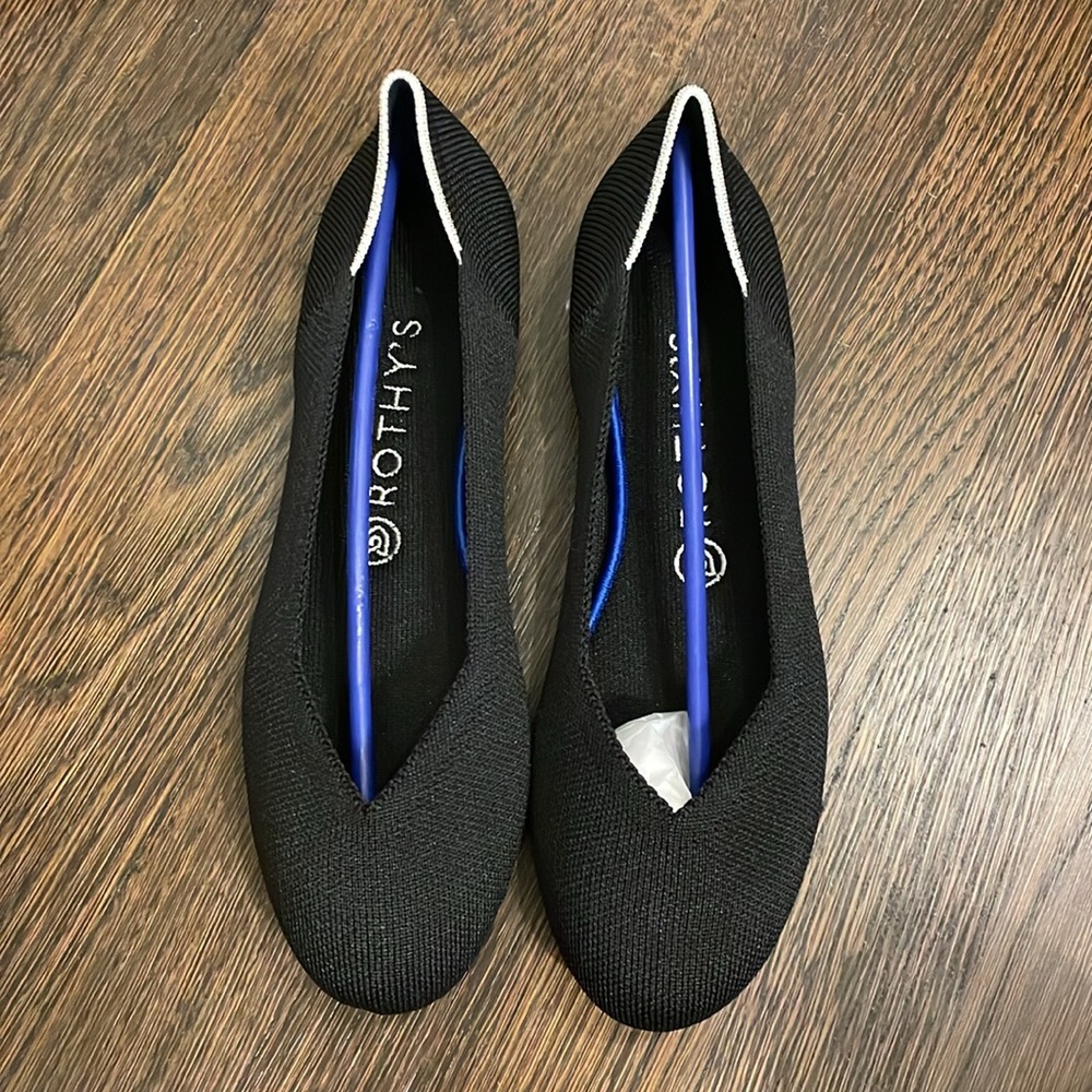 Rothy’s black solid “The Flat”, size 8.5, new in box